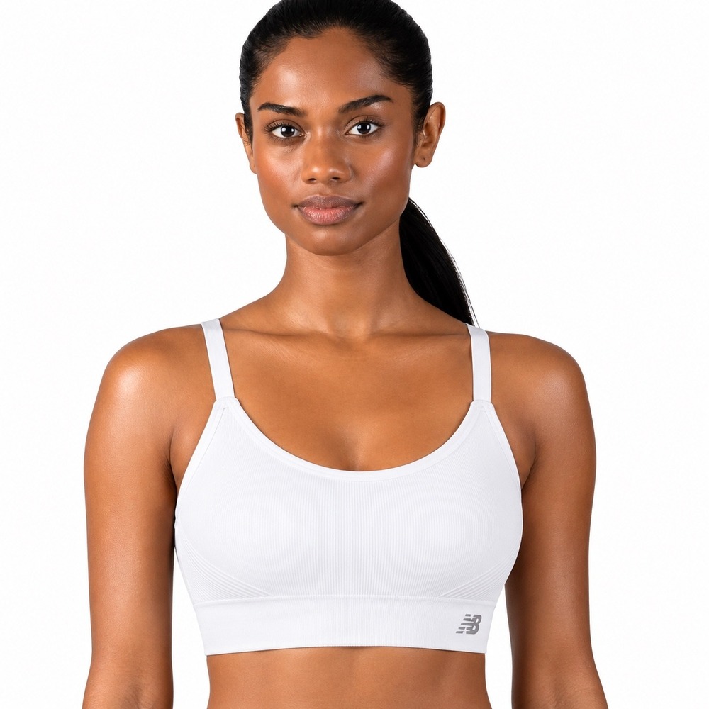 New Balance Women White Seamless Cami Sports Bra Medium Impact Size M